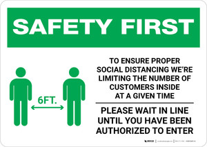 Safety First: Social Distancing as a Public Facility with Icon Landscape - Wall Sign