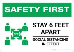Safety First: Stay 6 Feet Apart with Icon Landscape - Wall Sign Safety First: Stay 6 Feet Apart with Icon Landscape - Wall Sign
