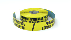 Please Keep 6ft Of Space From Those Next to You Bilingual Spanish - Inline Printed Floor Marking Tape