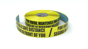 Please maintain a Safe Distancing Bilingual Spanish - Inline Printed Floor Marking Tape