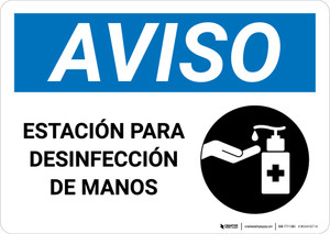 Notice: Hand Sanitizing Station Spanish with Icon Landscape - Wall Sign
