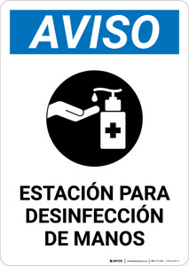 Notice: Hand Sanitizing Station Spanish with Icon Portrait - Wall Sign