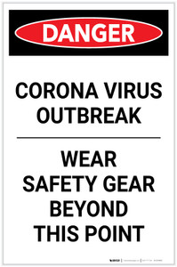 Danger: Corona Virus Outbreak Wear Safety Gear Portrait - Label