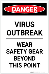 Danger: Virus Outbreak Wear Safety Gear Portrait - Label