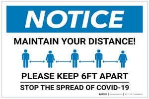 Notice: Maintain Your Distance ANSI Landscape - Label