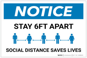 Notice: Social Distancing Saves Lives ANSI Landscape - Label