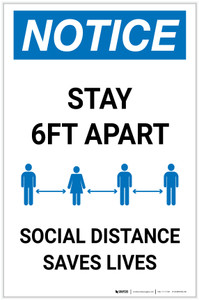 Notice: Social Distancing Saves Lives ANSI Portrait - Label