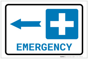 Emergency Left Arrow with Icon Landscape - Label