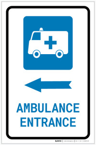 Ambulance Entrance Left Arrow with Icon Portrait - Label