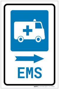 EMS Medical Van Right Arrow with Icon Portrait - Label