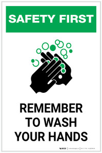 Safety First: Remember To Wash Your Hands Portrait - Label