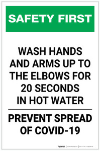 Safety First: Wash Hands Safety COVID-19 Portrait - Label