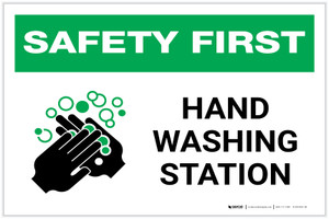 Safety First: Hand Washing Station Landscape - Label