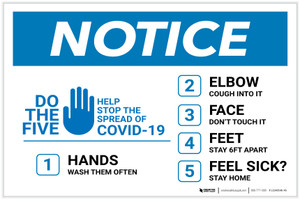 Notice: Do The Five - Help Stop The Spread of COVID-19 Landscape - Label