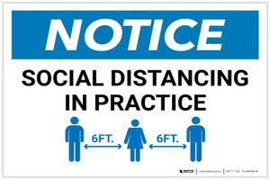 Notice: Social Distancing in Practice with Icons Landscape - Label