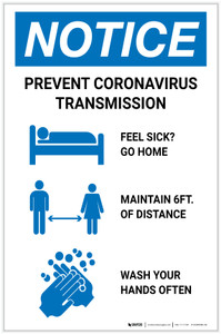 Notice: Prevent Coronavirus Transmission Portrait - Label