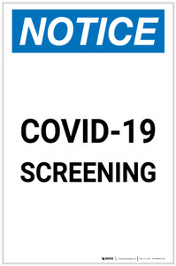 Notice: COVID-19 Screening Portrait - Label