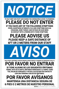 Notice: Please Do Not Enter COVID-19 Multilingual Portrait - Label
