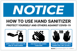 Notice: How To Use Hand Sanitizer - Protect Yourself and Others Against Covid-19 Landscape - Label