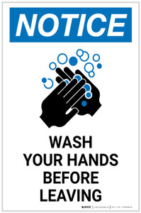 Notice: Wash Your Hands Before Leaving Portrait - Label