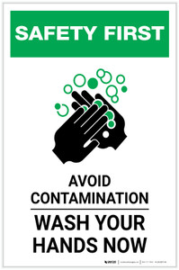 Safety First: Avoid Contamination - Wash Your Hands Portrait - Label