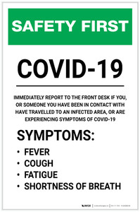 Safety First: Covid 19 Symptoms Portrait - Label
