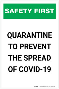 Safety First: Quarantine To Prevent the Spread of Covid-19 Portrait - Label