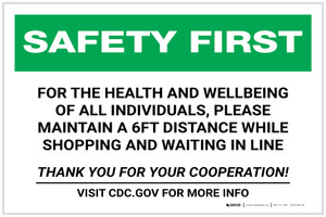 Safety First: For The Health And Wellbeing of Individuals Please Maintain Distance Landscape - Label