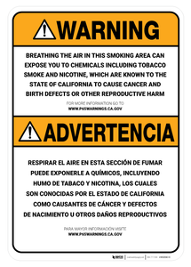 Prop 65 Smoking Area Bilingual (Spanish) - Wall Sign