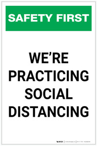 Safety First: We're Practicing Social Distancing Portrait - Label