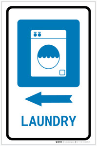 Laundry Left Arrow with Icon Portrait - Label