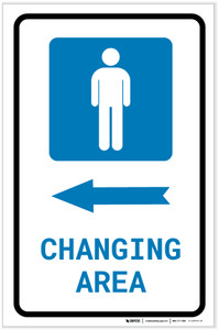 Mens Changing Area Left Arrow with Icon Portrait - Label