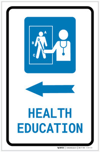 Health Education Left Arrow with Icon Portrait - Label