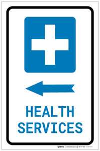 Health Services Left Arrow with Icon Portrait - Label