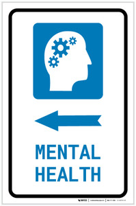 Mental Health Left Arrow with Icon Portrait - Label