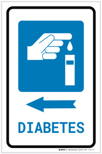 Diabetes Left Arrow with Icon Portrait - Label