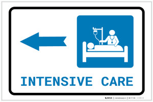 Intensive Care Left Arrow with Icon Landscape - Label