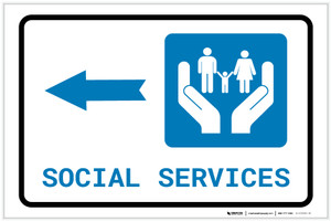 Social Services Left Arrow with Icon Landscape - Label