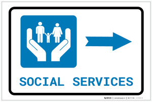 Social Services Right Arrow with Icon Landscape - Label