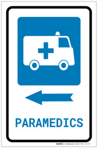 Paramedics Left Arrow with Icon Portrait - Label