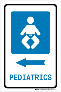 Pediatrics Left Arrow with Icon Portrait - Label
