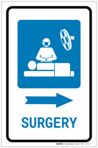 Surgery Right Arrow with Icon Portrait - Label