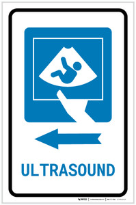 Ultrasound Left Arrow with Icon Portrait - Label