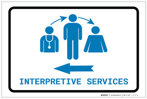 Interpretive Services Left Arrow with Icon Landscape v2 - Label