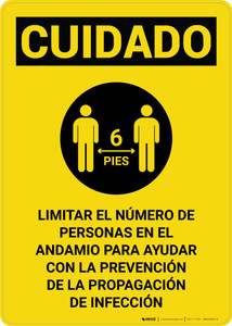 Caution: Limit Number Of Persons On Scaffold Spanish with Icon Portrait - Wall Sign