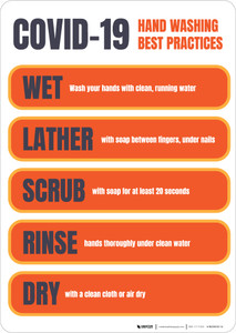 COVID-19 Hand Washing Best Practices Portrait - Wall Sign COVID-19 Hand Washing Best Practices Portrait - Wall Sign