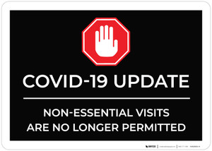 COVID-19 Update Non-Essential Visits No Longer Permitted with Icon Landscape - Wall Sign