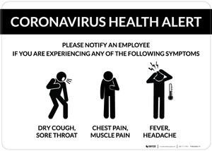 Coronavirus Health Alert Symptoms with Icons Landscape - Wall Sign