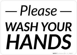 Please Wash Your Hands Landscape - Wall Sign