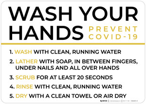 Wash Your Hands Prevent COVID-19 Landscape - Wall Sign
